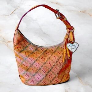 Dooney & Bourke Coated Canvas Hobo Leather Shoulder Strap, Tassel & Metal Charm